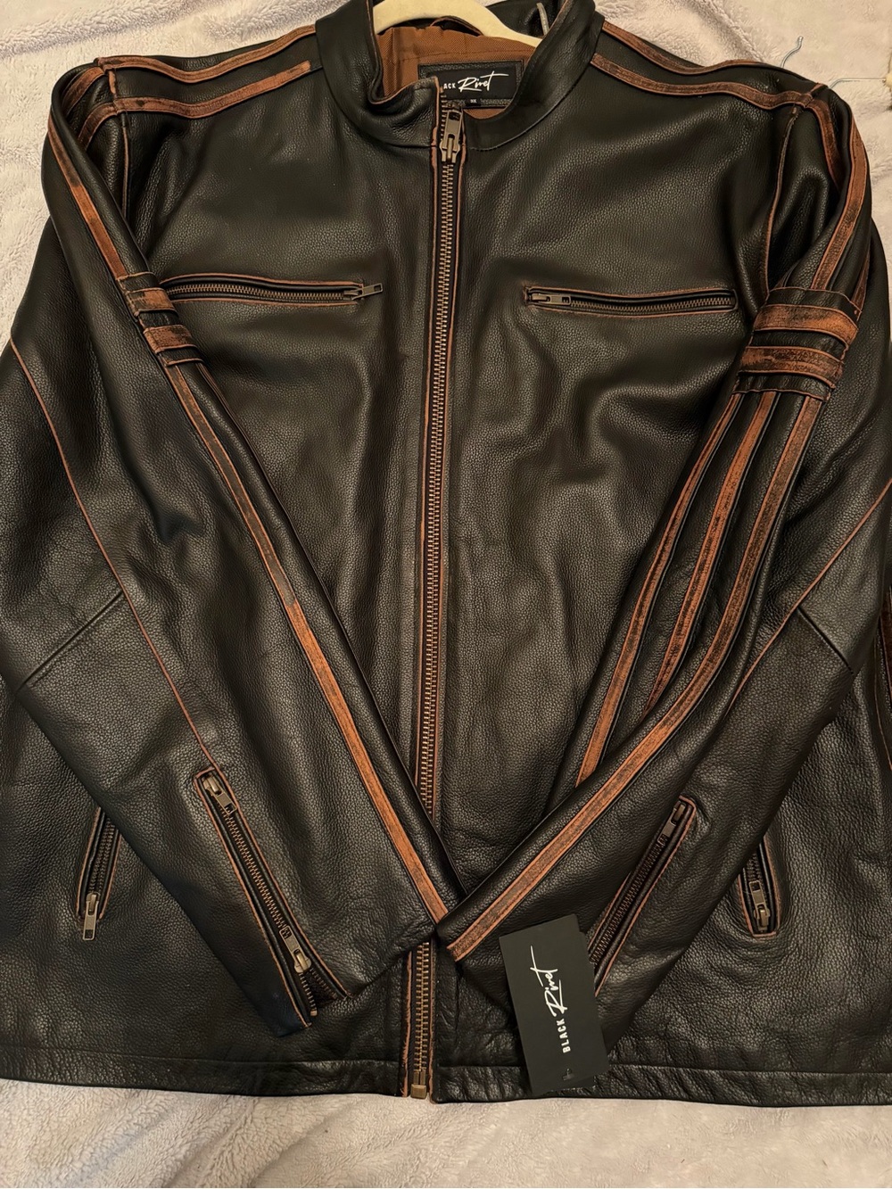Black Rivet Wilsons Leather Men’s 3X Genuine Leather Motorcycle Racer Jacket NWT